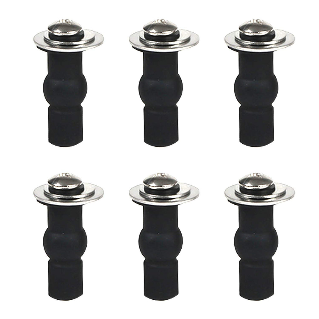 6 Pack Universal Toilet Seat Hinges Screw, Toilet Seat Hinges Blind Hole fixings Expanding Rubber Top Fix Nuts Screws