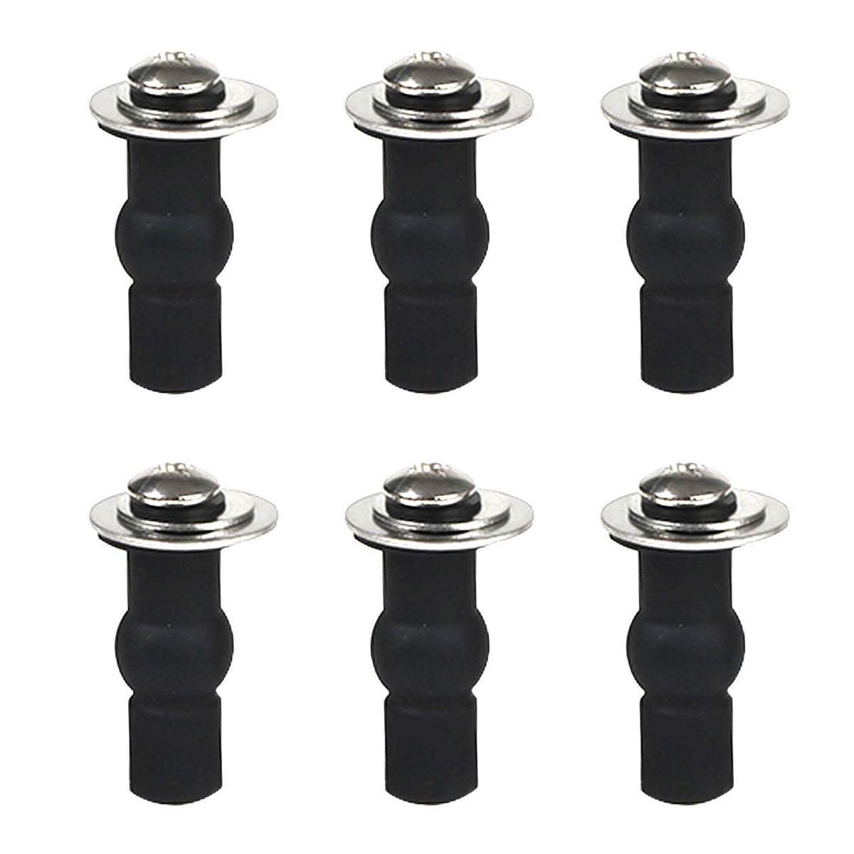 6 Pack Universal Toilet Seat Hinges Screw, Toilet Seat Hinges Blind Hole fixings Expanding Rubber Top Fix Nuts Screws