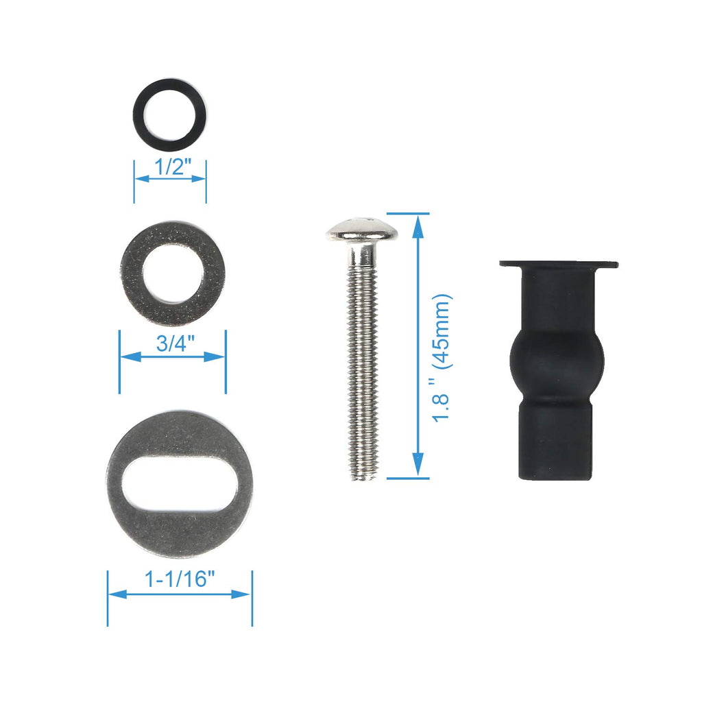 6 Pack Universal Toilet Seat Hinges Screw, Toilet Seat Hinges Blind Hole fixings Expanding Rubber Top Fix Nuts Screws