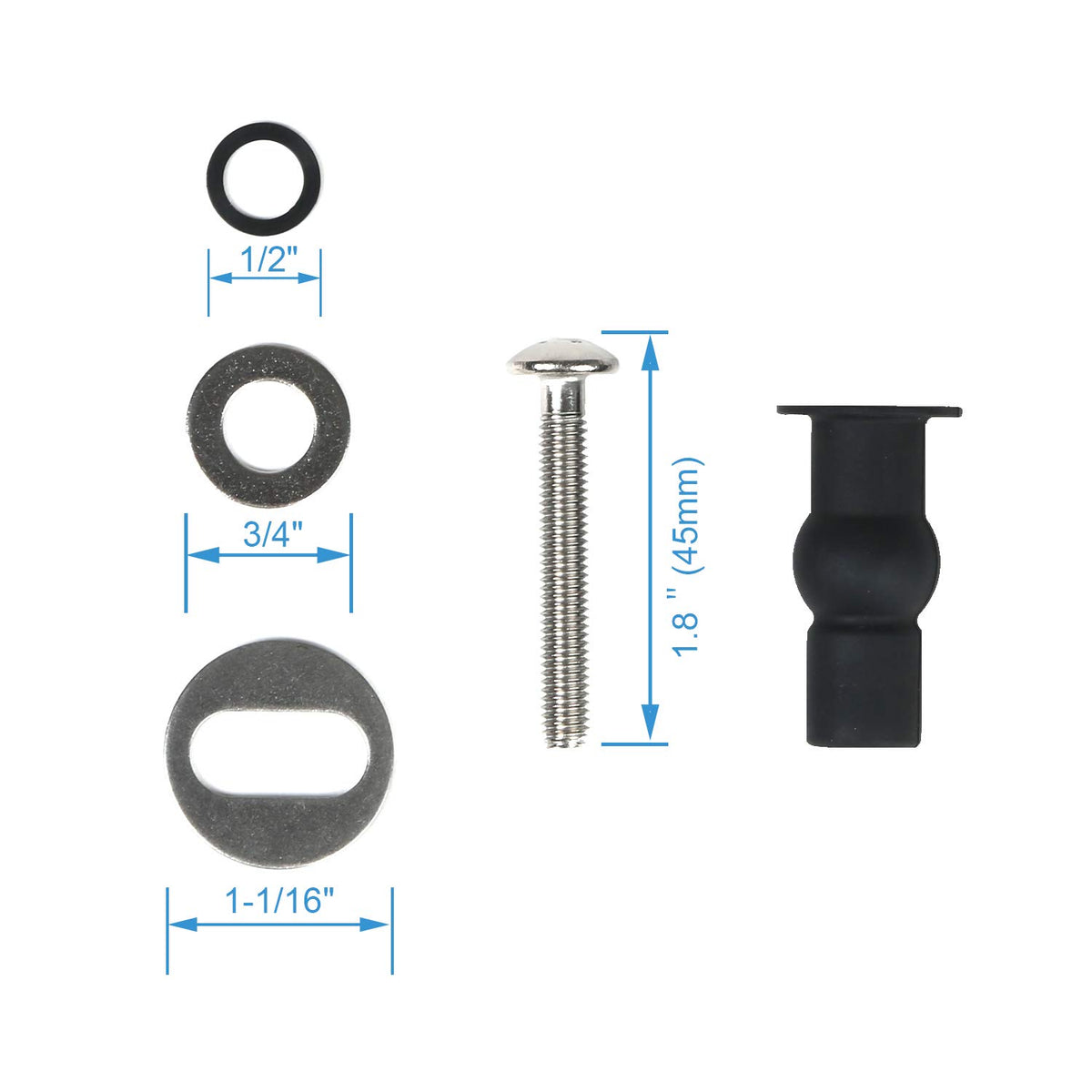 6 Pack Universal Toilet Seat Hinges Screw, Toilet Seat Hinges Blind Hole fixings Expanding Rubber Top Fix Nuts Screws
