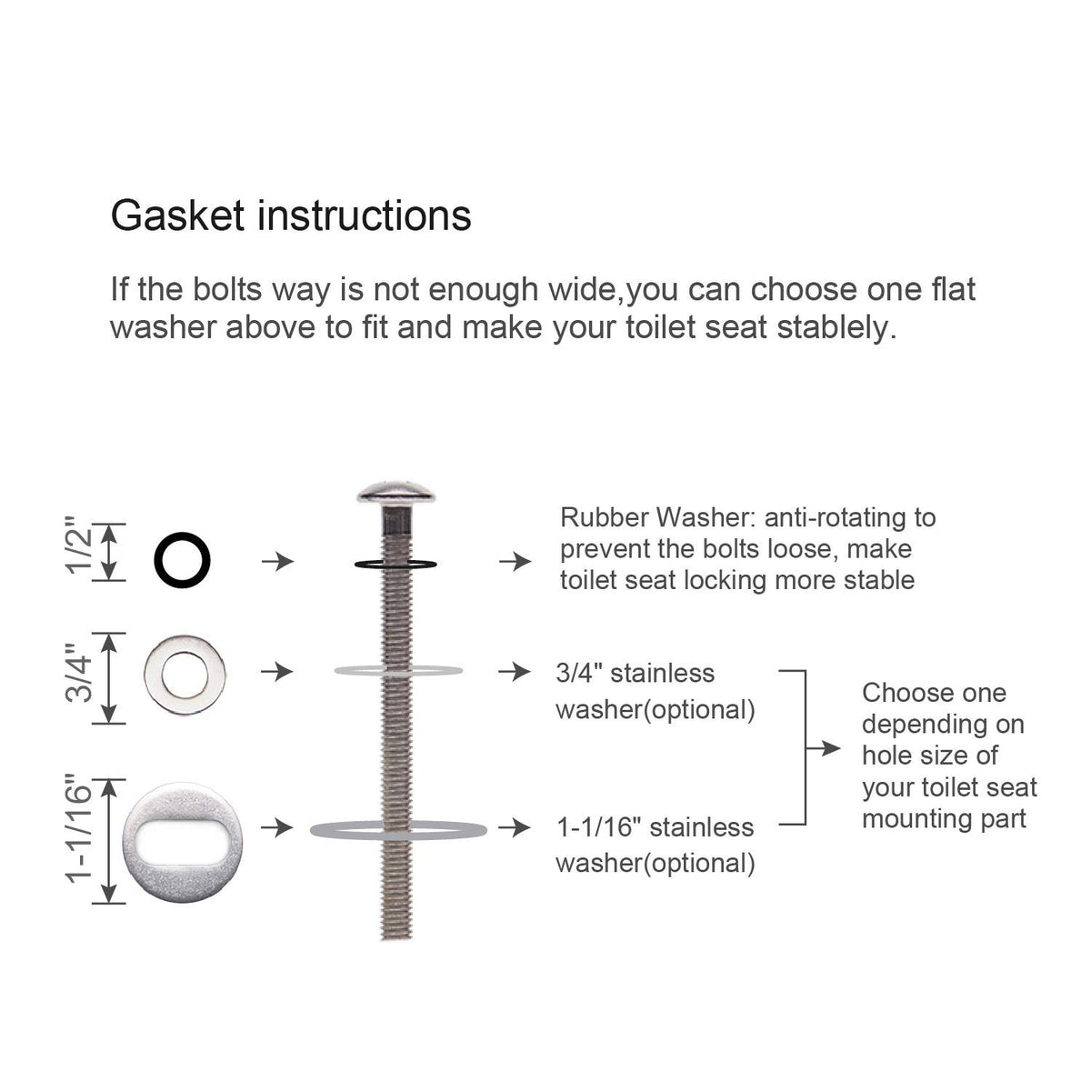 6 Pack Universal Toilet Seat Hinges Screw, Toilet Seat Hinges Blind Hole fixings Expanding Rubber Top Fix Nuts Screws