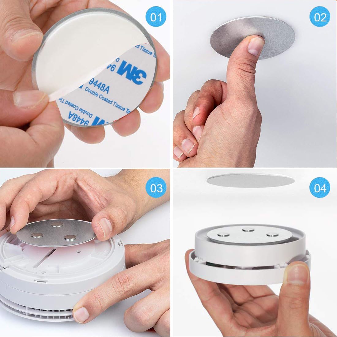 Magnetic Smoke Detector Sticky Pads Magnetic Adhesive Pads 3 Piece Magnetic Smoke Alarm Fixing Mount No Drilling