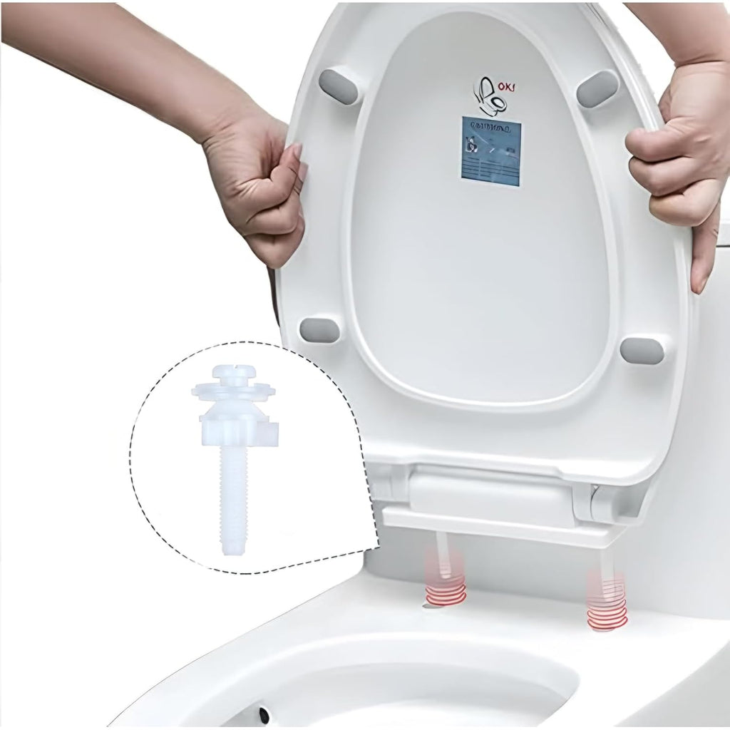 Toilet Seat Hinge Bolt Screw, 4 Piece Universal Plastic Downlock Nuts Toilet Seat Hinge Bolts Replacement Parts for
