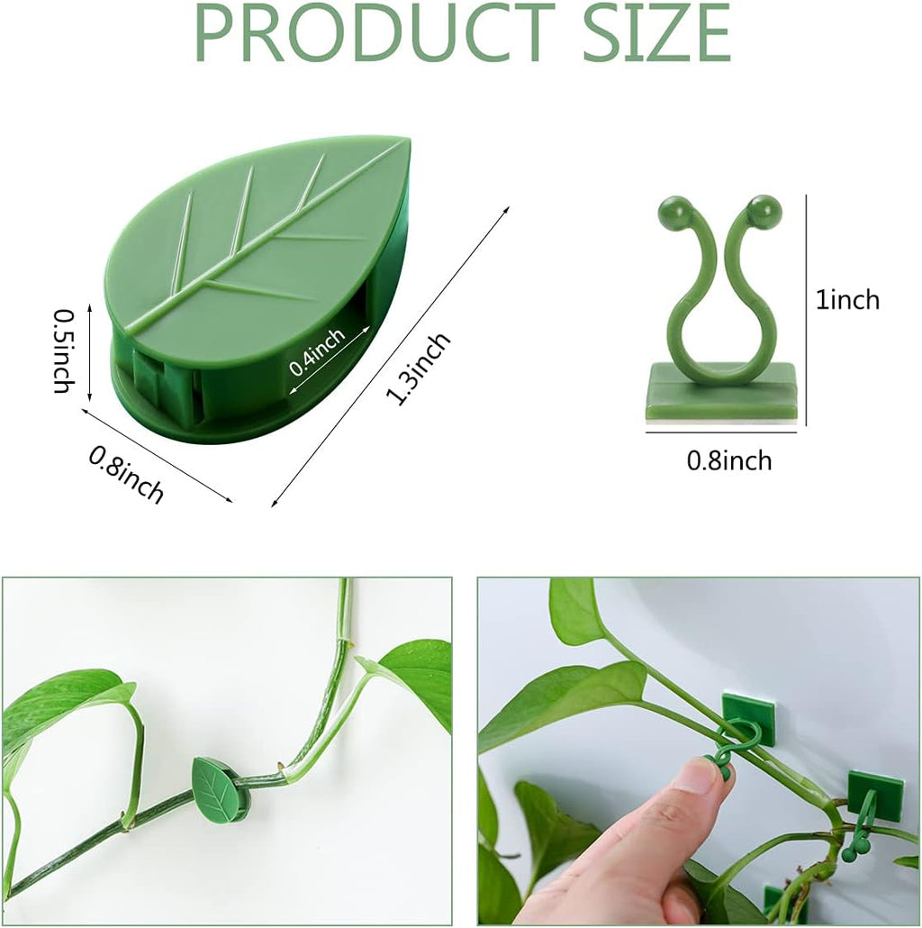 100 Piece Plant Climbing Wall Fixture Clips Self-Adhesive Hook Vines Traction Clips Invisible Holder Garden Green