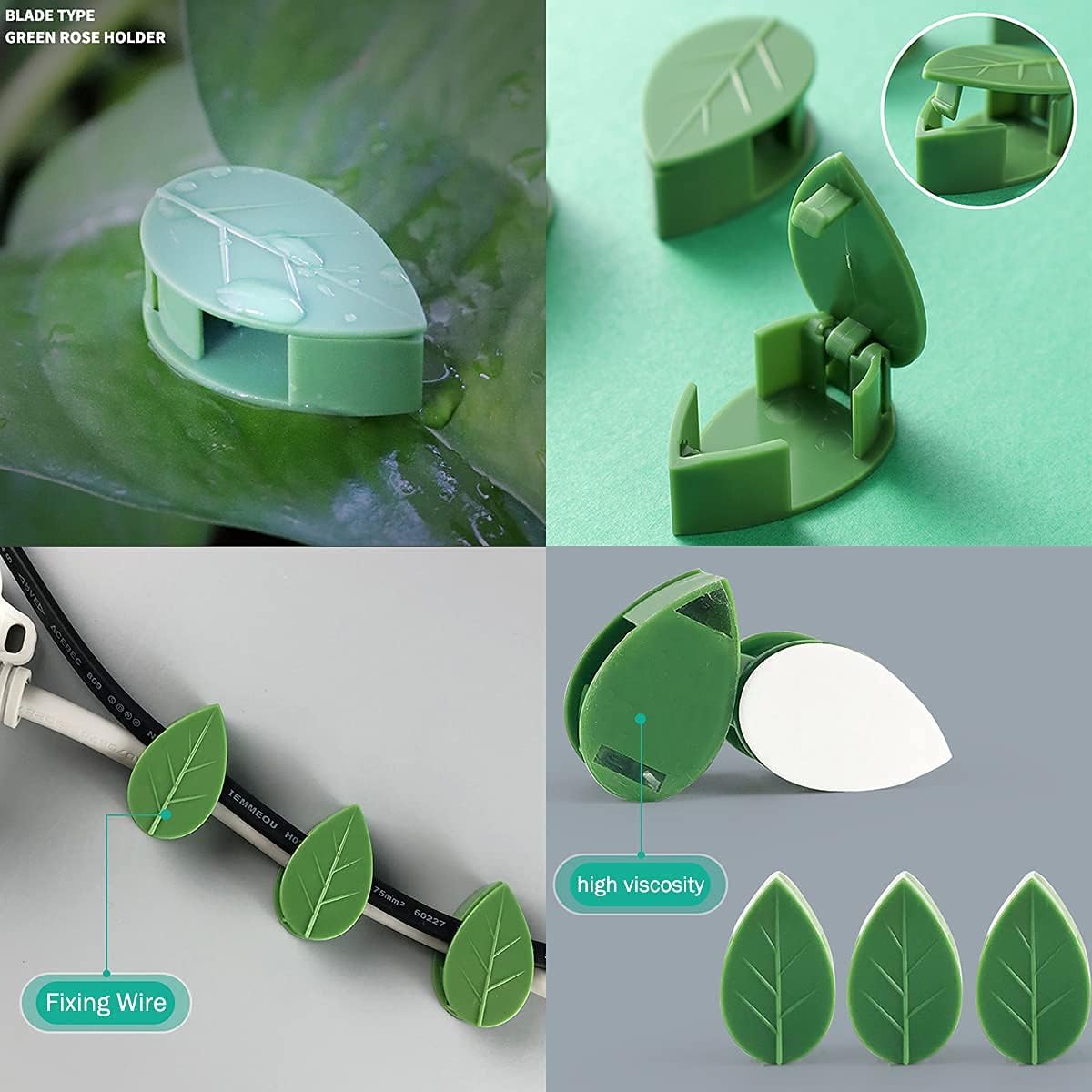 100 Piece Plant Climbing Wall Fixture Clips Self-Adhesive Hook Vines Traction Clips Invisible Holder Garden Green