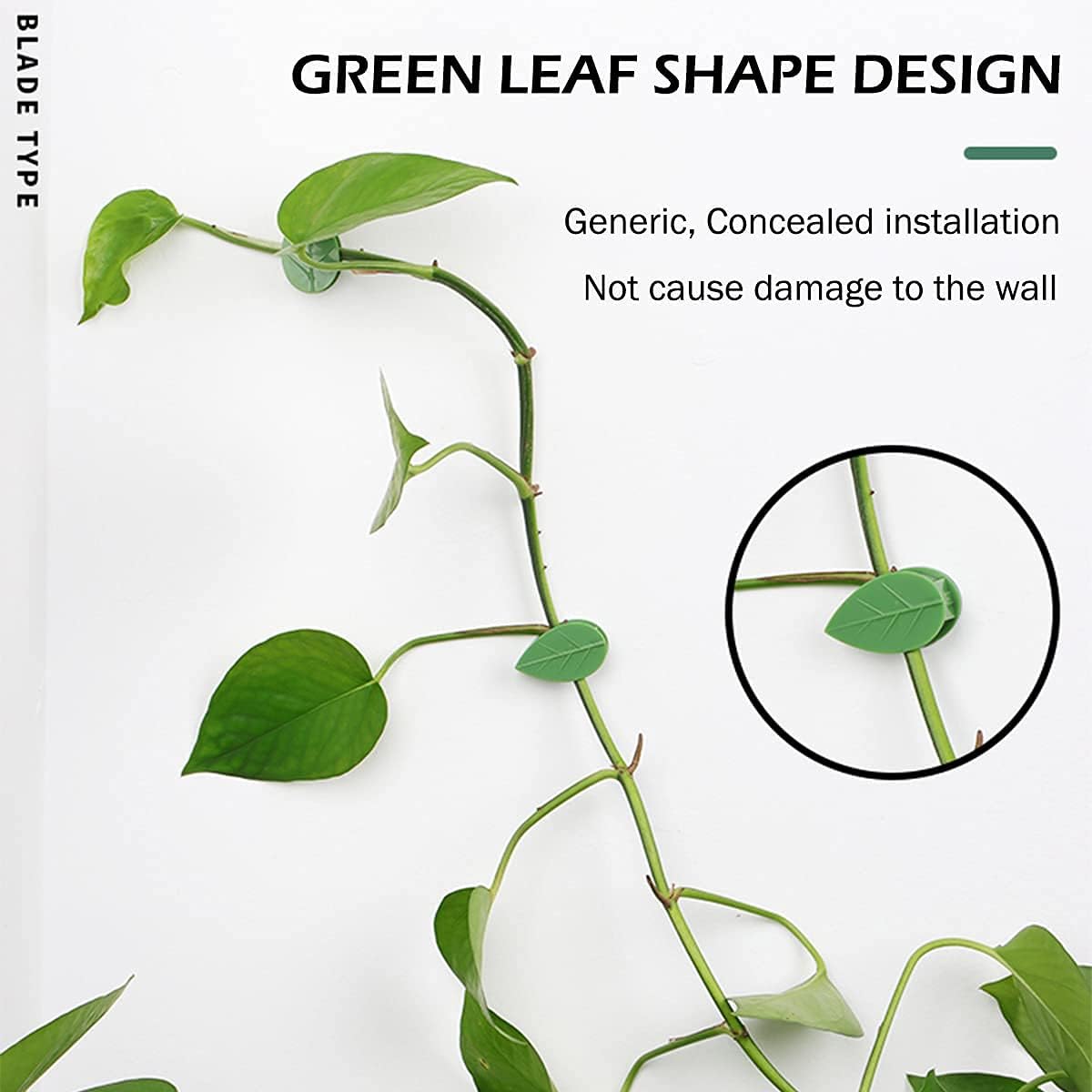 100 Piece Plant Climbing Wall Fixture Clips Self-Adhesive Hook Vines Traction Clips Invisible Holder Garden Green