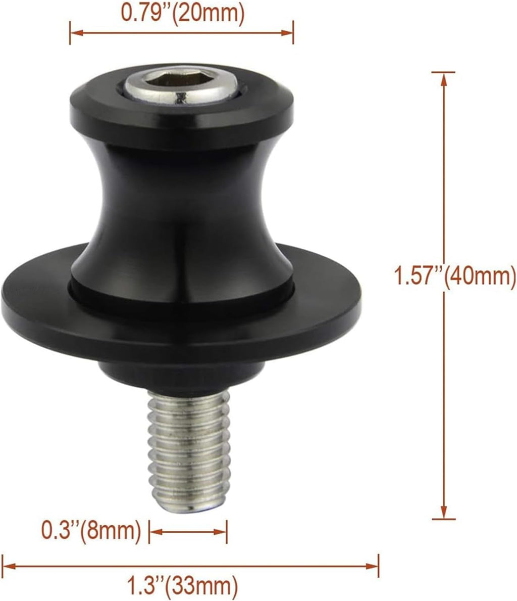 2 Piece Swing Arm Spool, 8/10mm Motorcycle CNC Rear Stand, Swing Arm Spool Sliders Stand Swing arm Bobbins Compatible