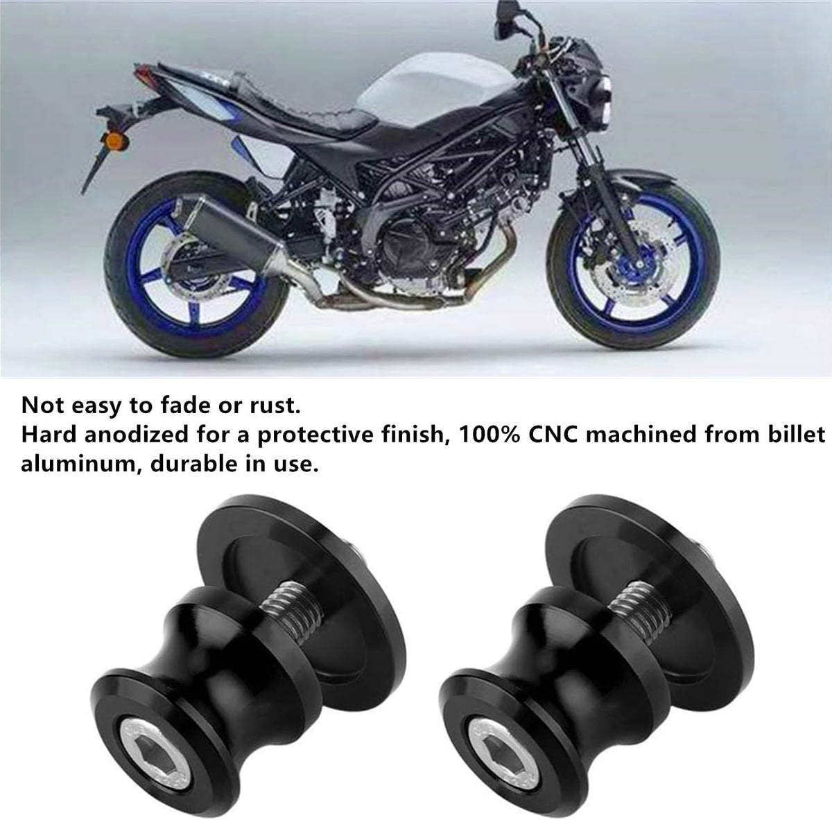 2 Piece Swing Arm Spool, 8/10mm Motorcycle CNC Rear Stand, Swing Arm Spool Sliders Stand Swing arm Bobbins Compatible