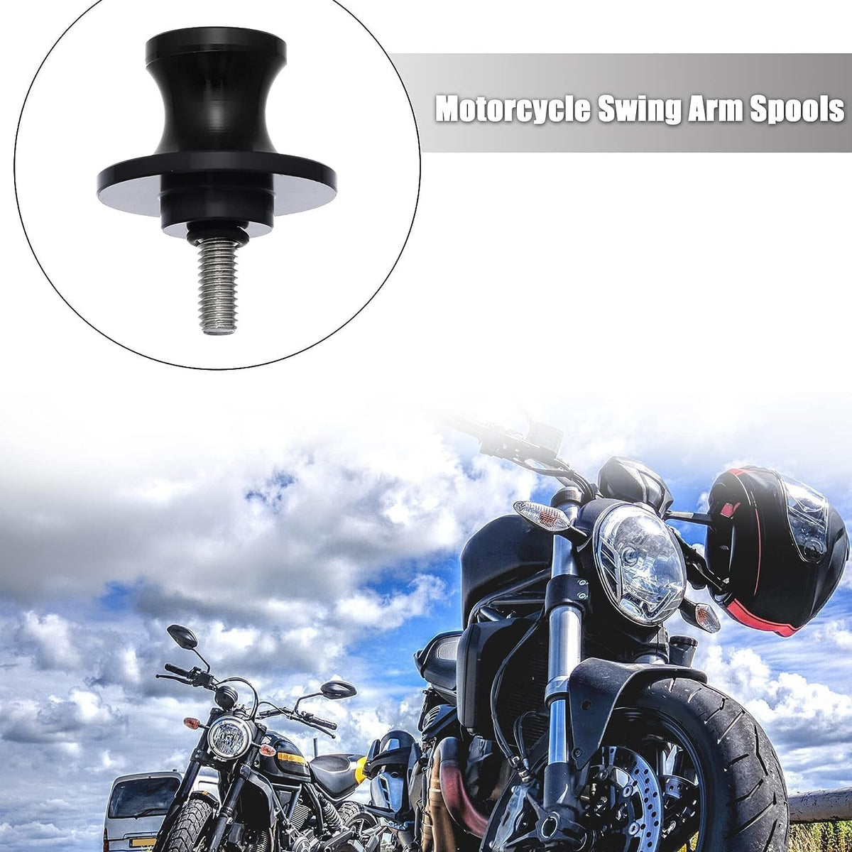 2 Piece Swing Arm Spool, 8/10mm Motorcycle CNC Rear Stand, Swing Arm Spool Sliders Stand Swing arm Bobbins Compatible