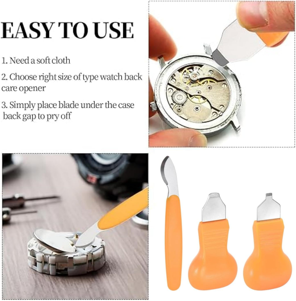 3 Piece Watch Back Case Remover Tool Kit ，2 in 1 Watch Back Case Cover Opener Knife & Watch Battery Change Remover