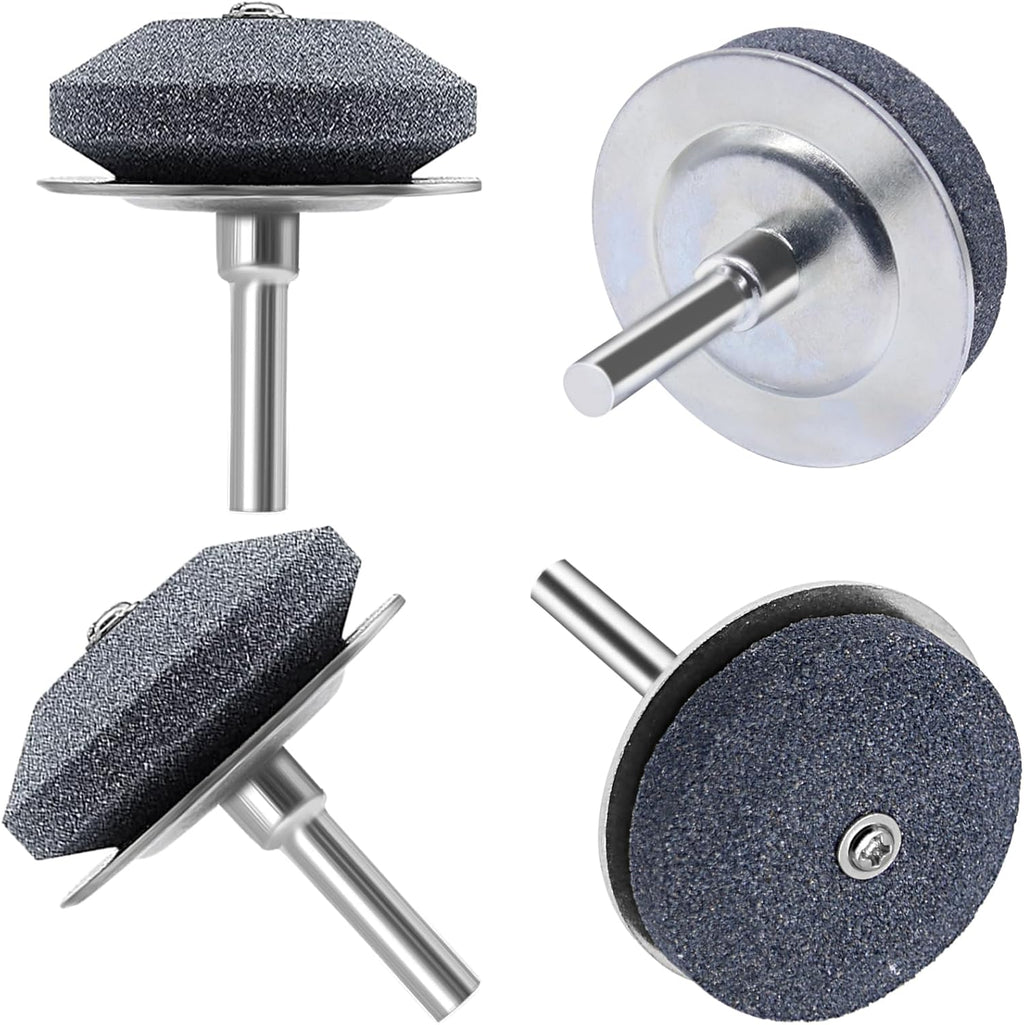 Lawn Mower Blade Sharpener Set – 1/4in Drill Shank – 4 Sharpeners + Balancer