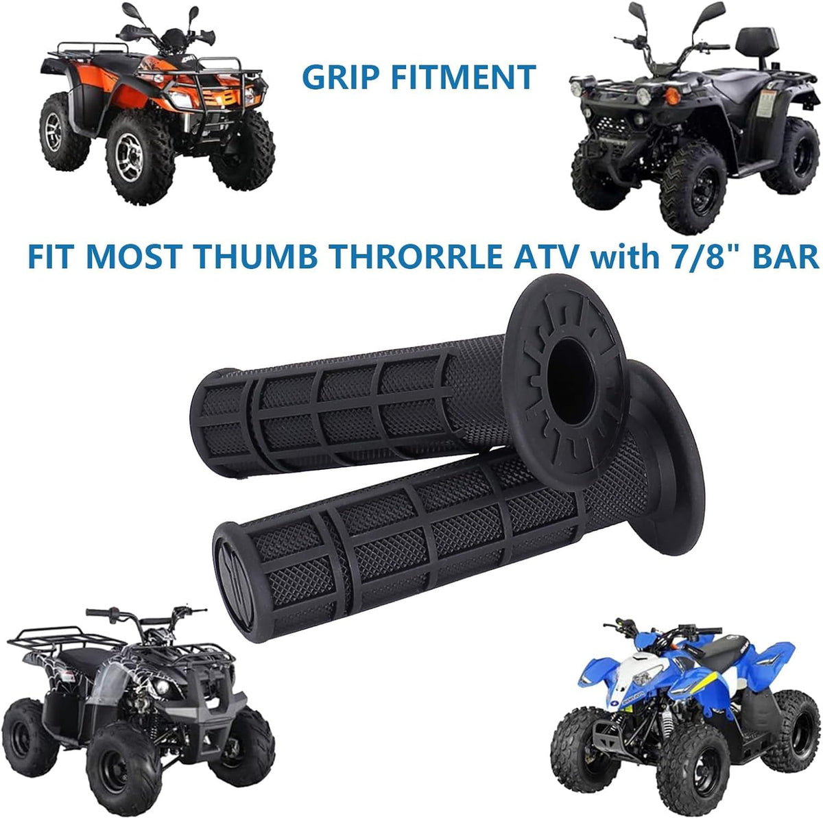 7/8in ATV Soft Rubber Hand Grips – Black
