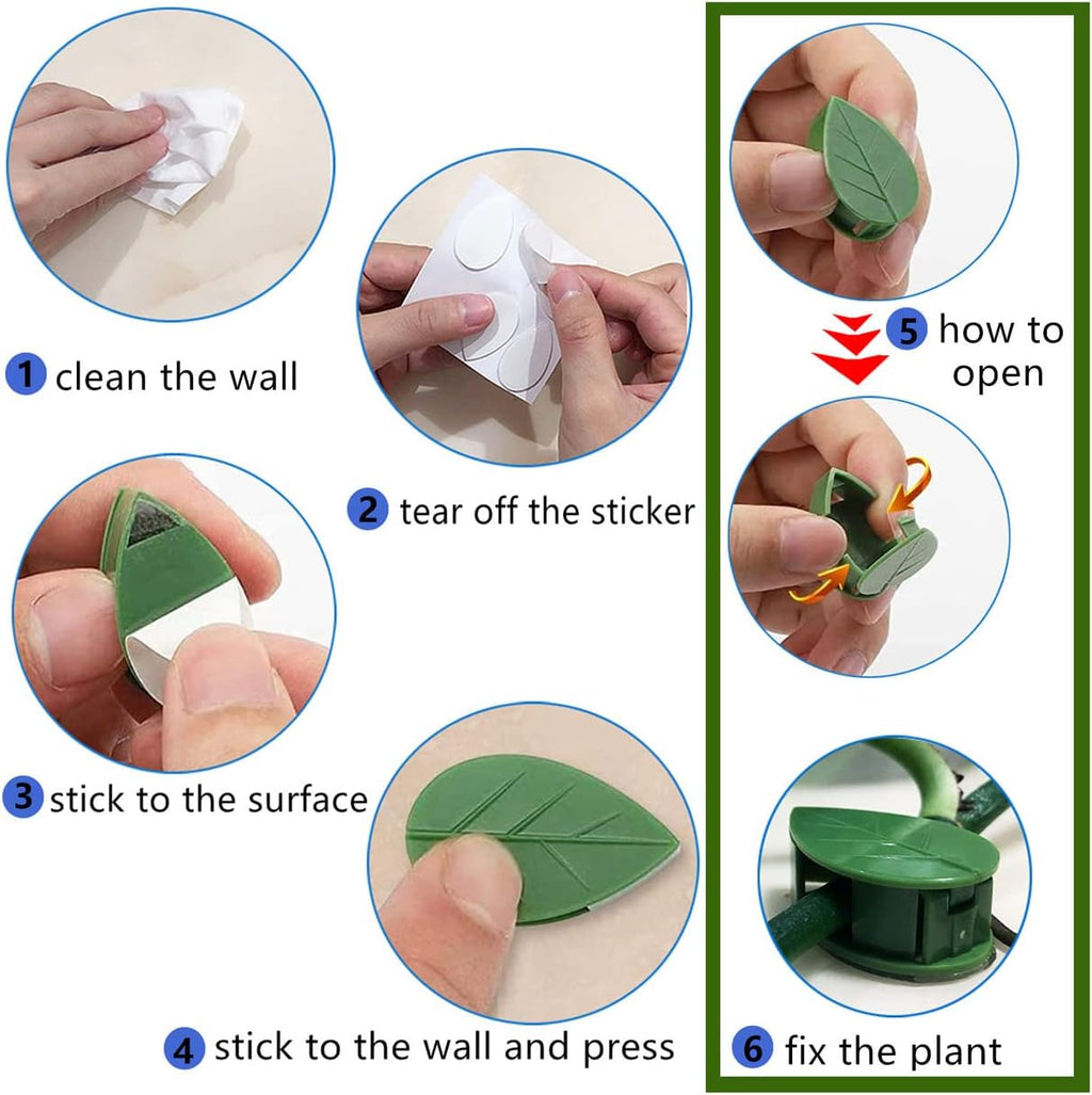60 Piece Plant Climbing Wall Fixture Clips Acrylic Self-Adhesive Sticker Fixer Vine Traction Invisible Holder Green