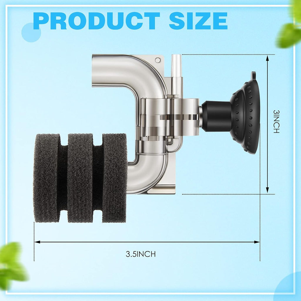 2 Pieces Mini Aquarium Single Sponge Filter Submersible Foam Quiet for Small Fish Tank 0.5-5 Gallon Fixed Freshwater