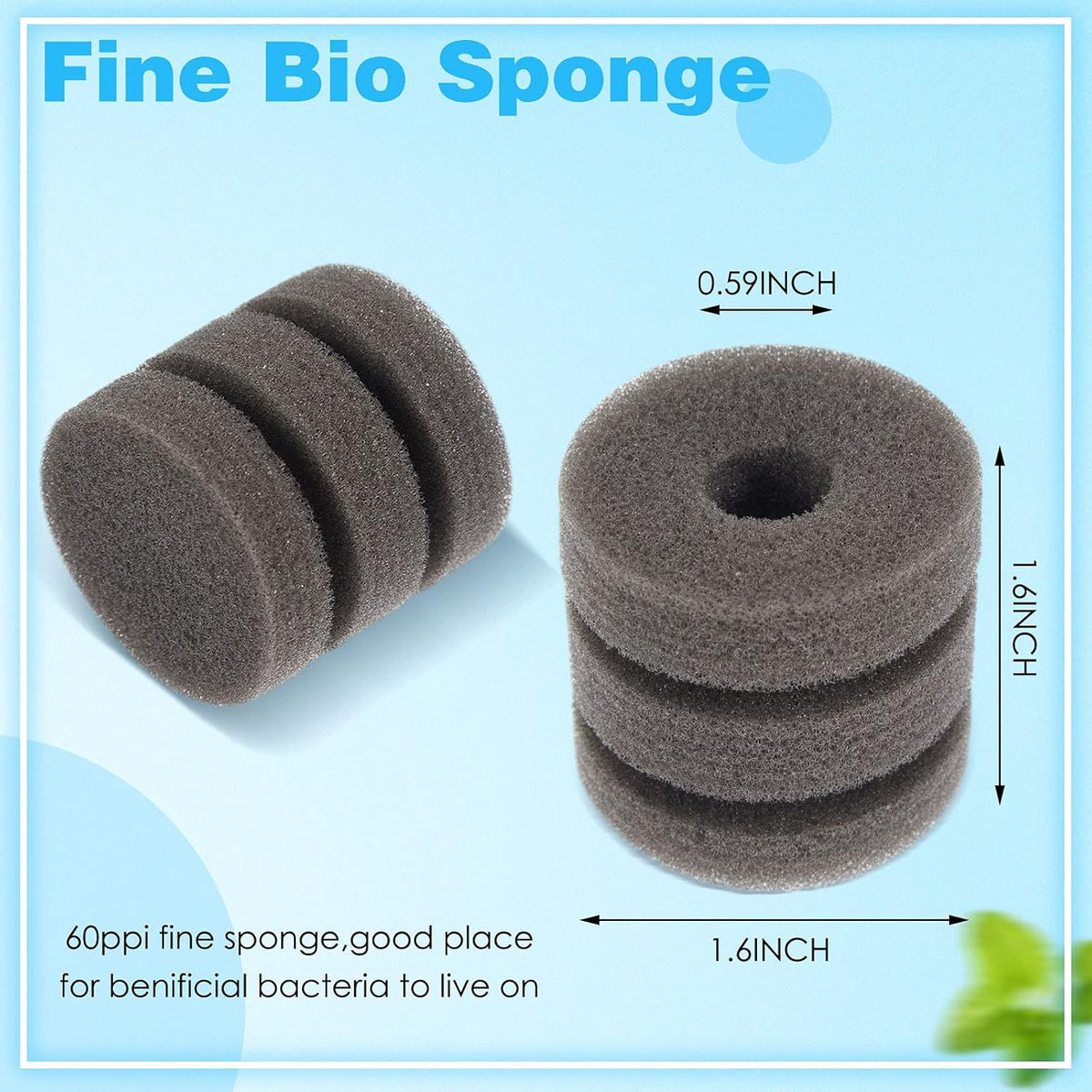 2 Pieces Mini Aquarium Single Sponge Filter Submersible Foam Quiet for Small Fish Tank 0.5-5 Gallon Fixed Freshwater