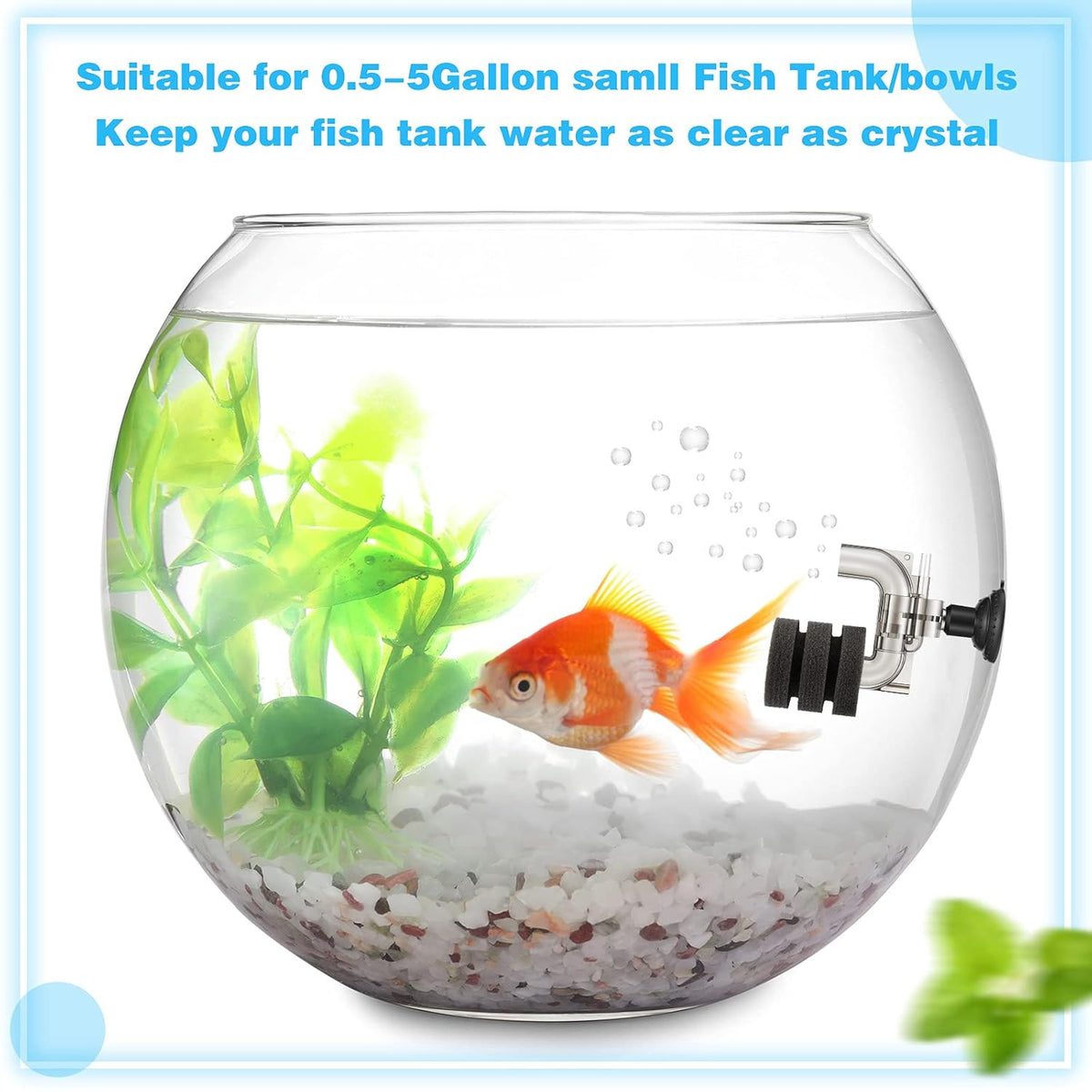 2 Pieces Mini Aquarium Single Sponge Filter Submersible Foam Quiet for Small Fish Tank 0.5-5 Gallon Fixed Freshwater