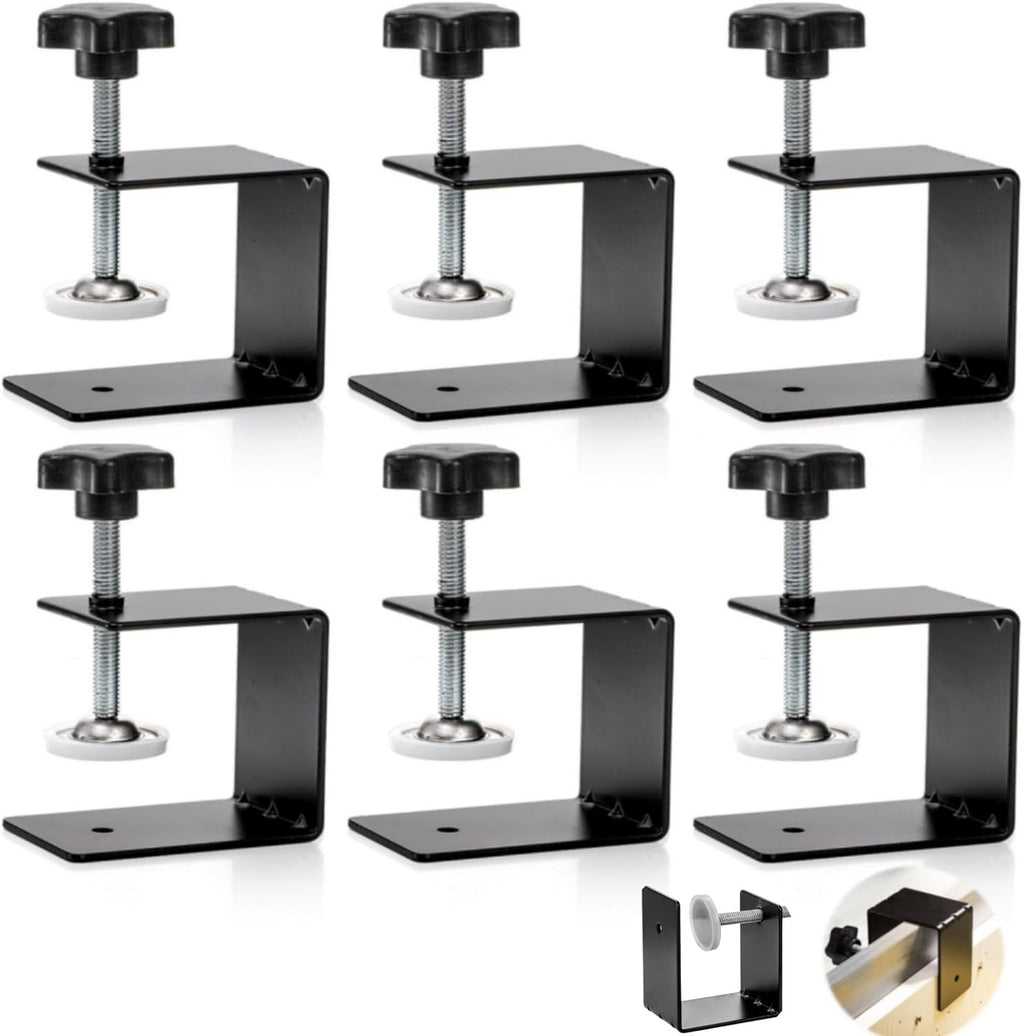 6 Pack C Clamps, 2 Inch Drawer Front Installation Clamp, Heavy Duty Cold Rolled Steel Desk Fixing Clip for Cabinet
