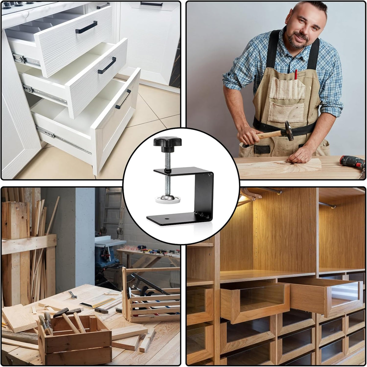 6 Pack C Clamps, 2 Inch Drawer Front Installation Clamp, Heavy Duty Cold Rolled Steel Desk Fixing Clip for Cabinet