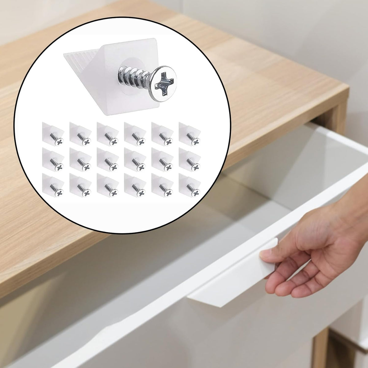 30-piece drawer repair kit – drawer repair set with screws – drawer support – drawer base repair brackets – plastic