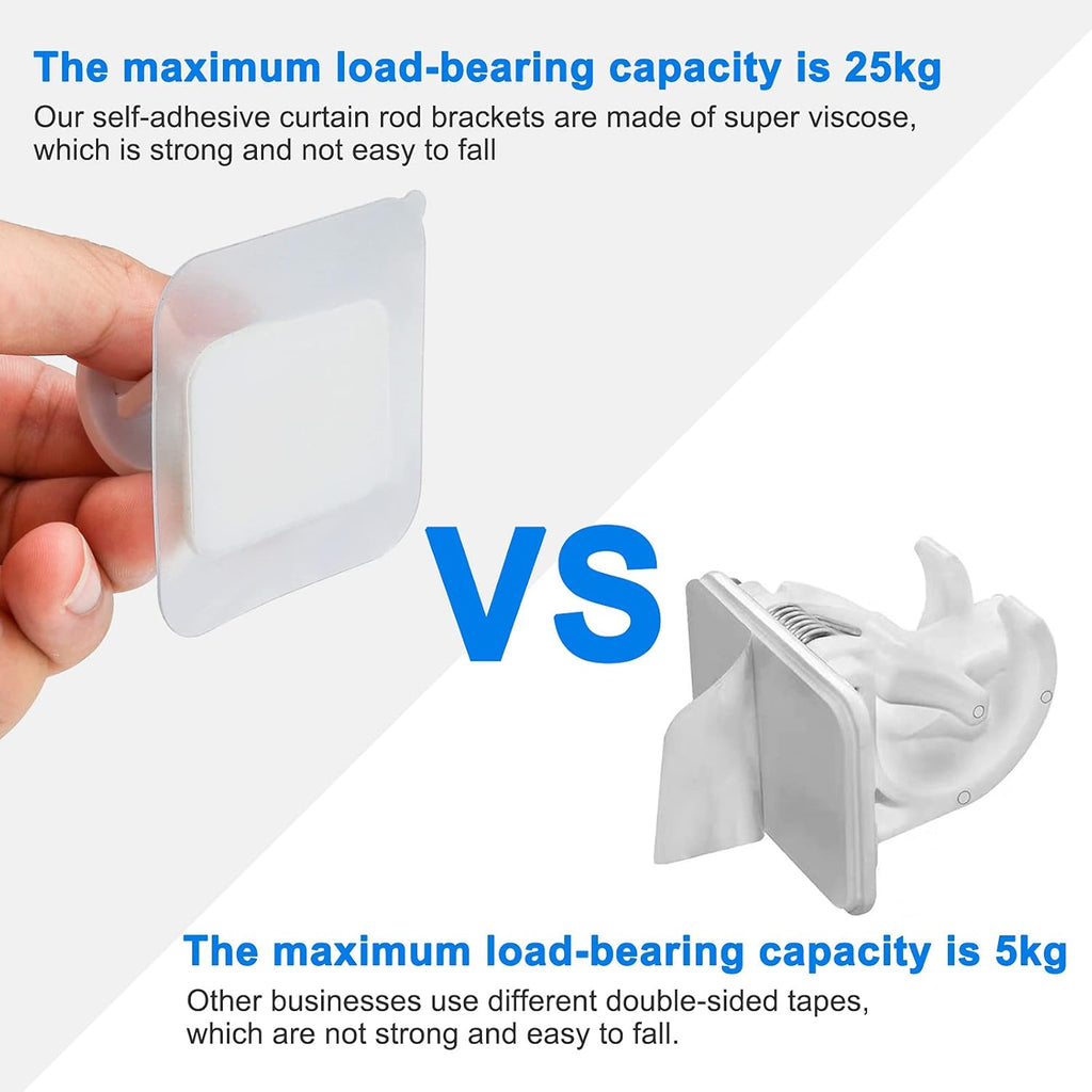 4 pieces self-adhesive curtain rod brackets No drilling required Curtain hooks Fixed rod bracket Curtain rod wall