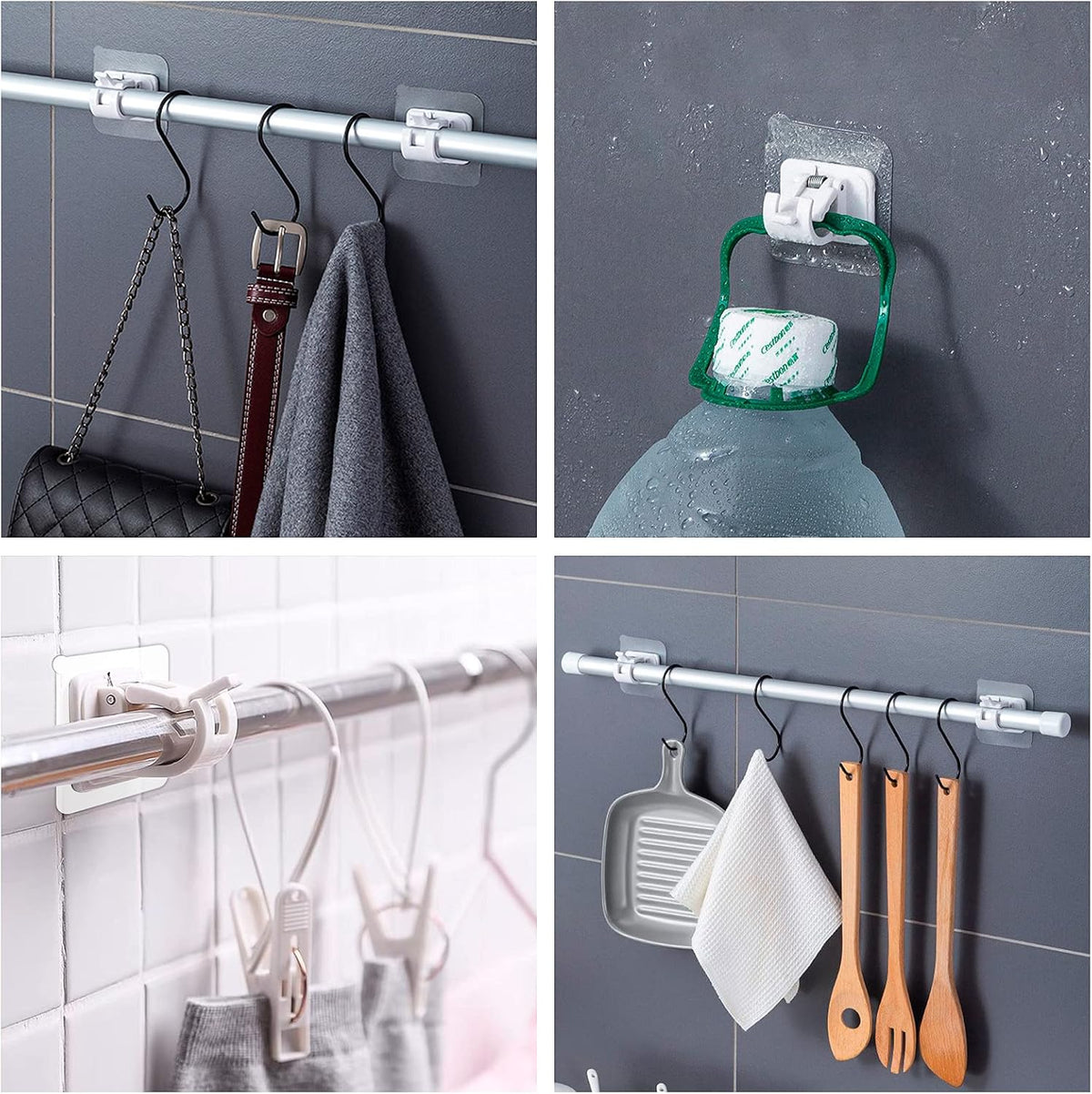 4 pieces self-adhesive curtain rod brackets No drilling required Curtain hooks Fixed rod bracket Curtain rod wall