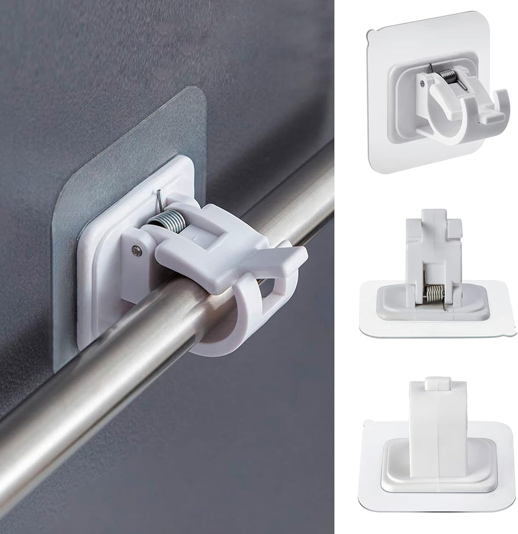 4 pieces of self-adhesive curtain rod brackets No drilling required Curtain hooks Fixed rod bracket Curtain rod wall