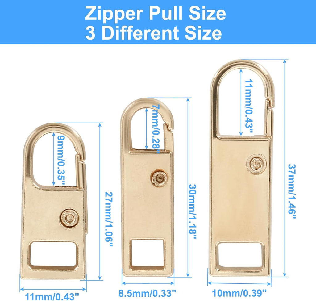 Biaungdo 6 Piece Zipper Pull Replacement, Detachable Zipper Pull Tabs Slider Metal Luggage Zipper Handle and Fixes