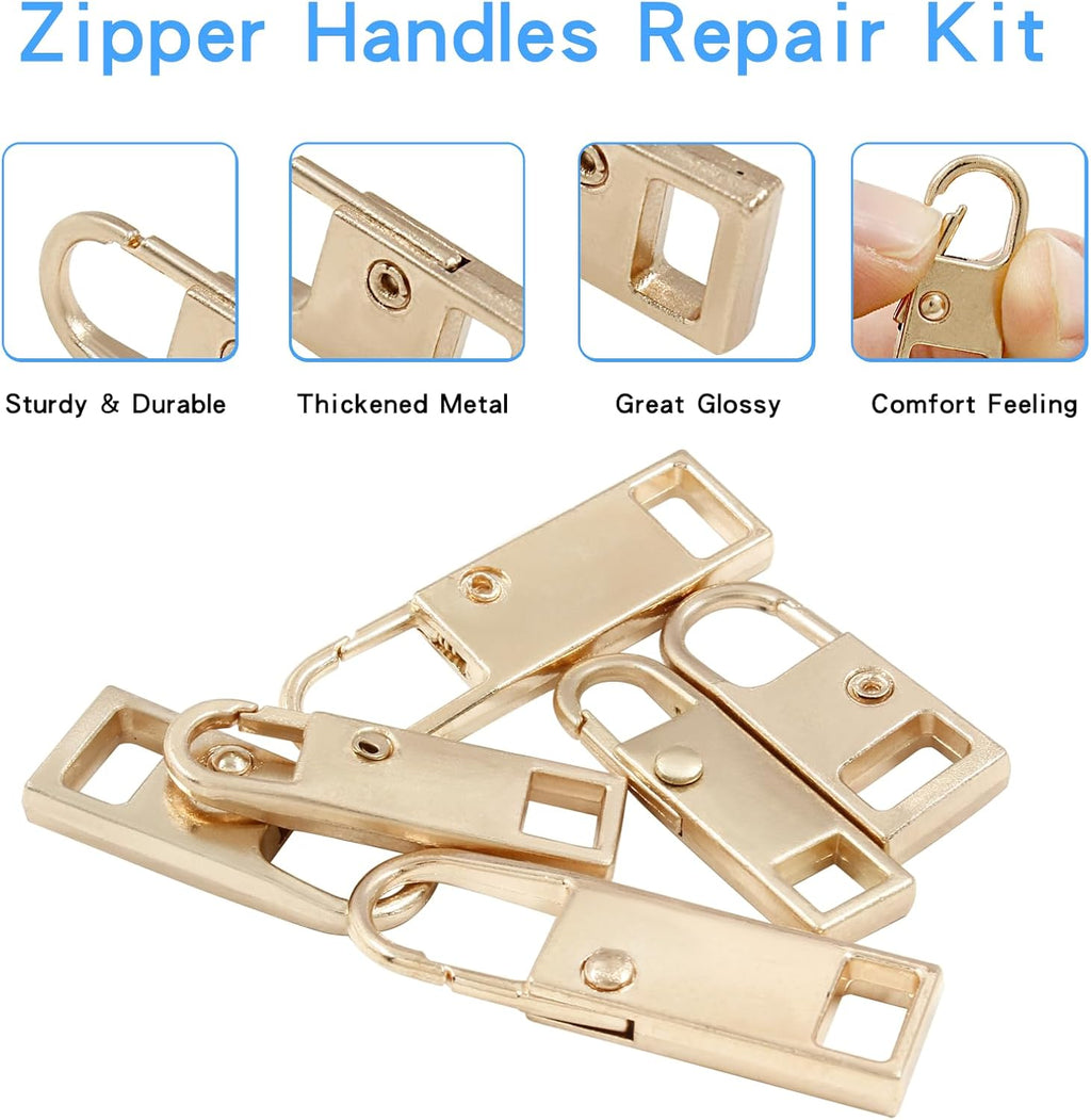 Biaungdo 6 Piece Zipper Pull Replacement, Detachable Zipper Pull Tabs Slider Metal Luggage Zipper Handle and Fixes