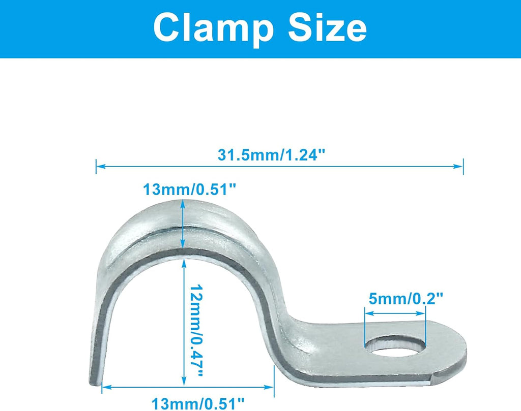 Biaungdo 30 Piece M12 Rigid Pipe Strap, 1/2 Inch Zinc Plated Steel One Hole Strap Bracket Pipe Clamps Heavy Duty