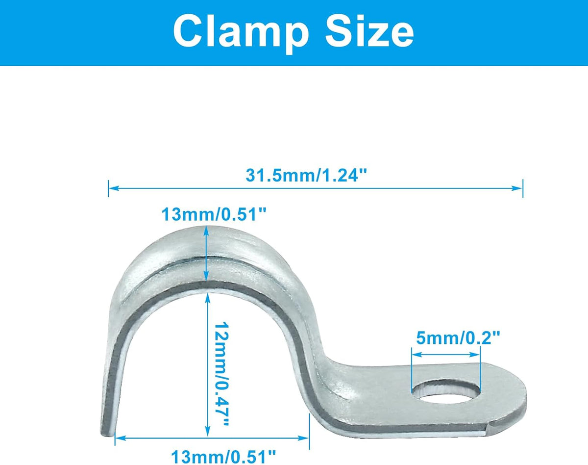 Biaungdo 30 Piece M12 Rigid Pipe Strap, 1/2 Inch Zinc Plated Steel One Hole Strap Bracket Pipe Clamps Heavy Duty
