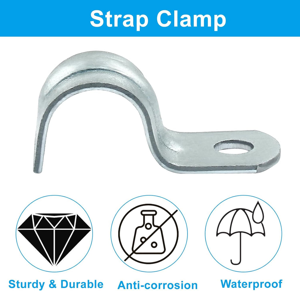 Biaungdo 30 Piece M12 Rigid Pipe Strap, 1/2 Inch Zinc Plated Steel One Hole Strap Bracket Pipe Clamps Heavy Duty