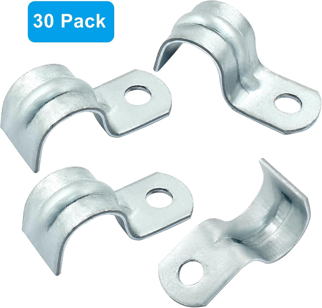 Biaungdo 30 Piece M12 Rigid Pipe Strap, 1/2 Inch Zinc Plated Steel One Hole Strap Bracket Pipe Clamps Heavy Duty
