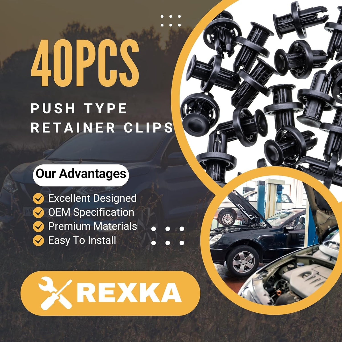 Honda Bumper / Fender / Underbody Push Clips – 40 Piece – 91505-TM8-003
