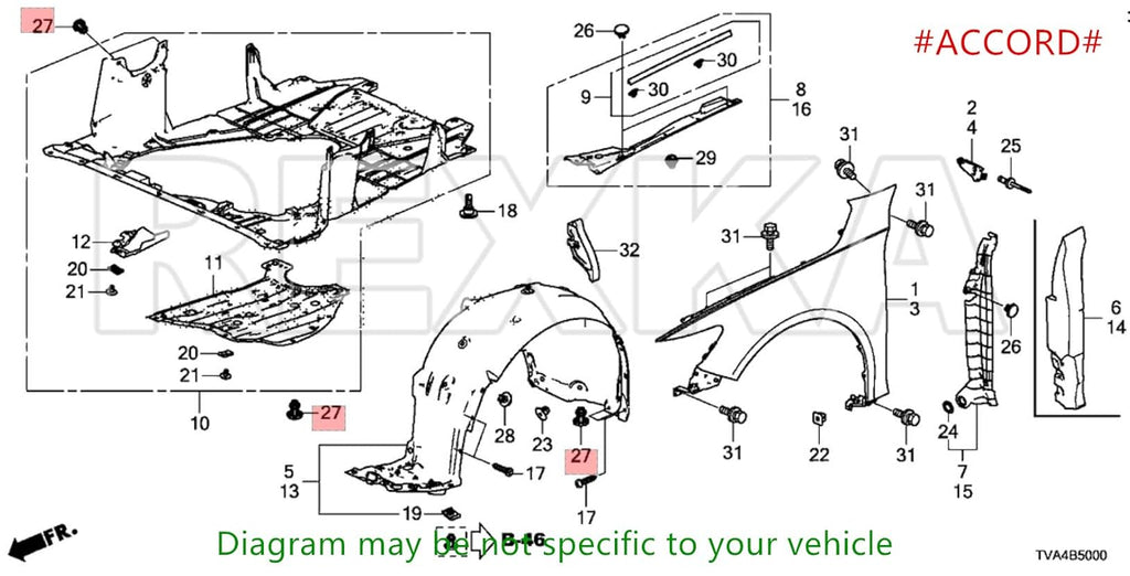 Honda Bumper / Fender / Underbody Push Clips – 40 Piece – 91505-TM8-003