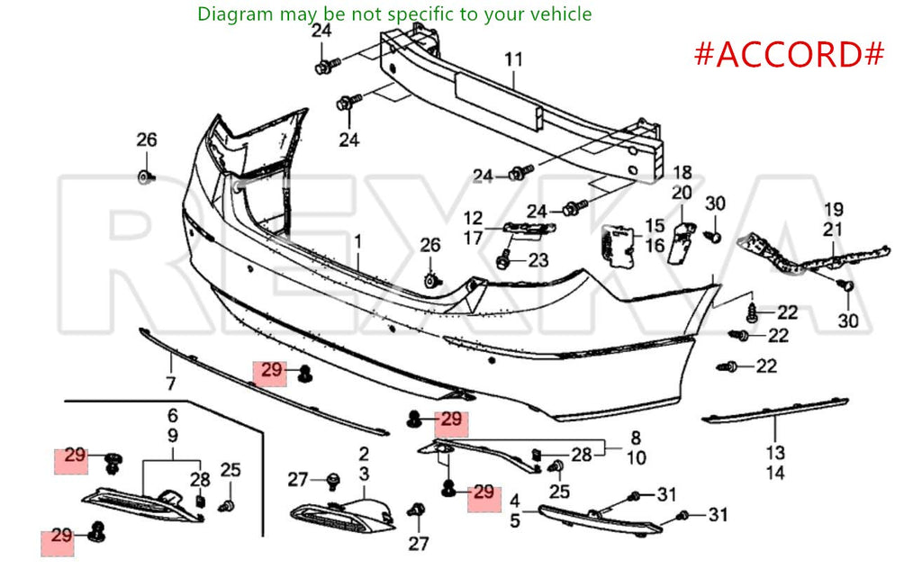 Honda Bumper / Fender / Underbody Push Clips – 40 Piece – 91505-TM8-003