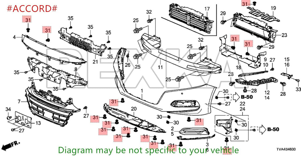 Honda Bumper / Fender / Underbody Push Clips – 40 Piece – 91505-TM8-003