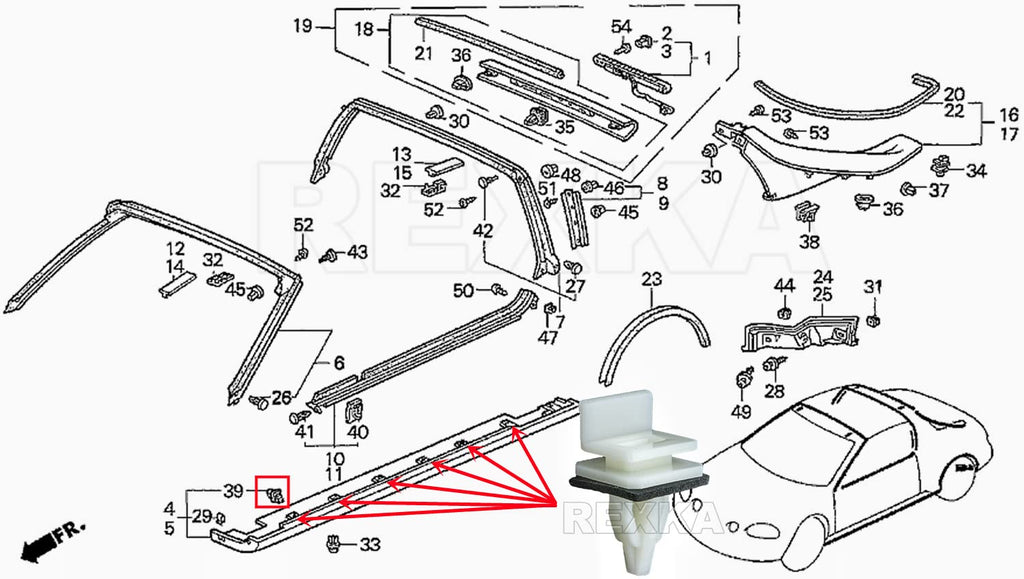 Rexka 20 Piece Rocker Panel Moulding Clip for Honda Acura 91513-SM4-000 Accord, Civic, Civic Del Sol, Cr-v, Element