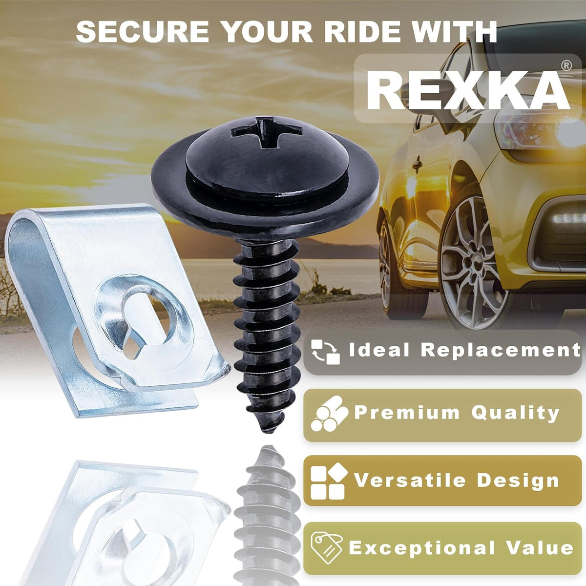 Rexka 15 Sets Fender Liner Splash Shield Screw U Nut Kit for Honda Acura 90308-SB2-013 90114-SE0-000 Accord Civic