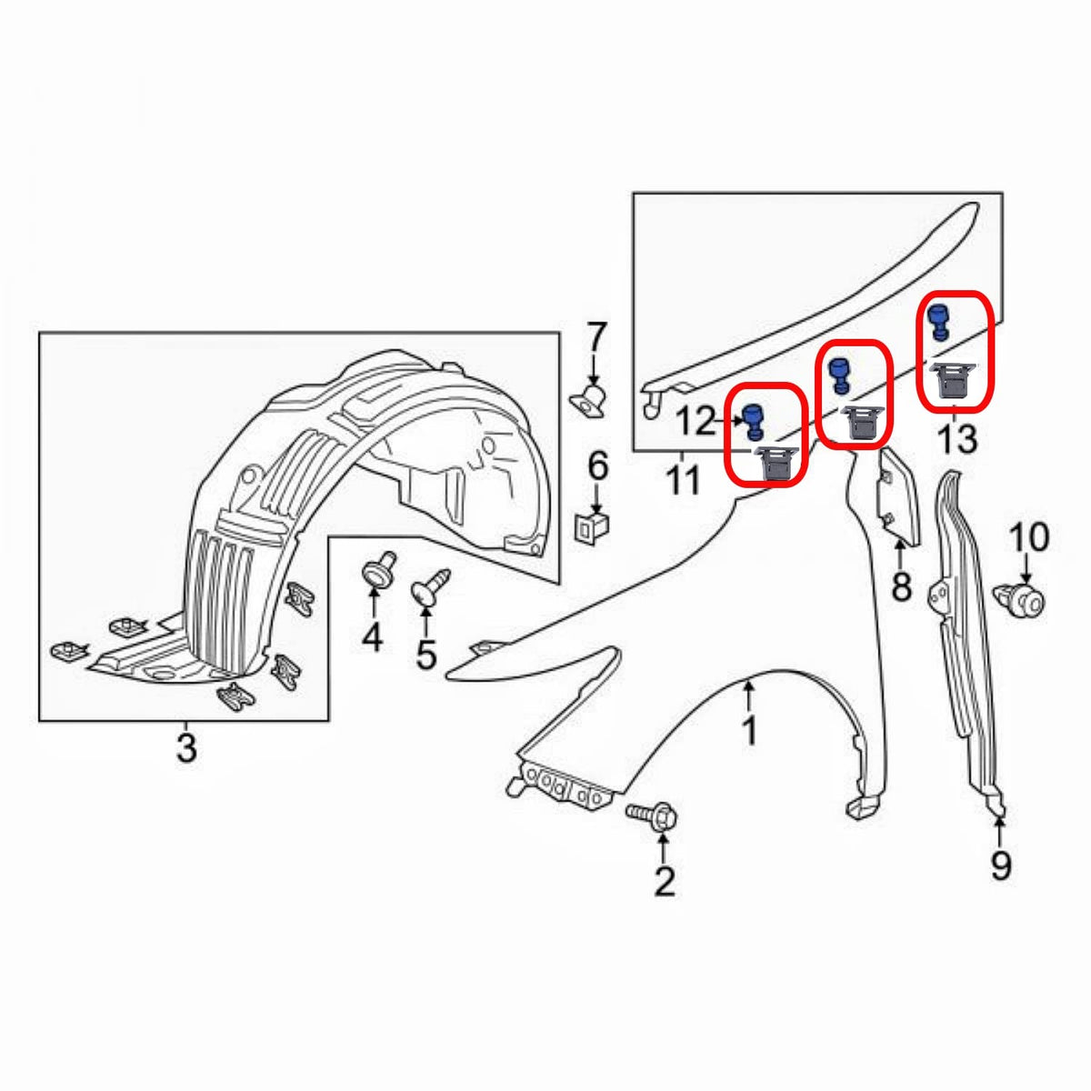 Honda / Acura Engine Cover Retainer Clip & Grommet Kit – 30 Piece