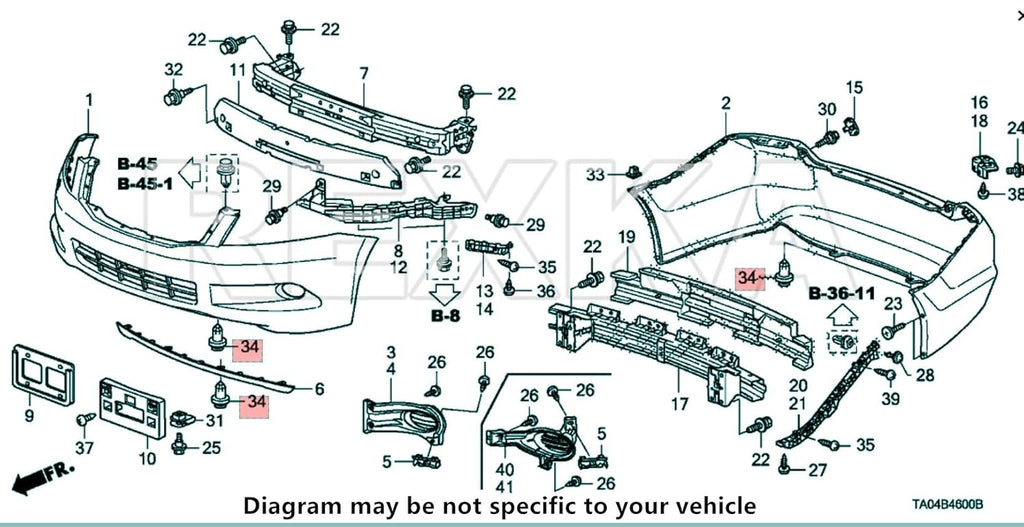 Honda / Acura Bumper & Fender Retainer Clips – 40 Piece – 91505-S9A-003