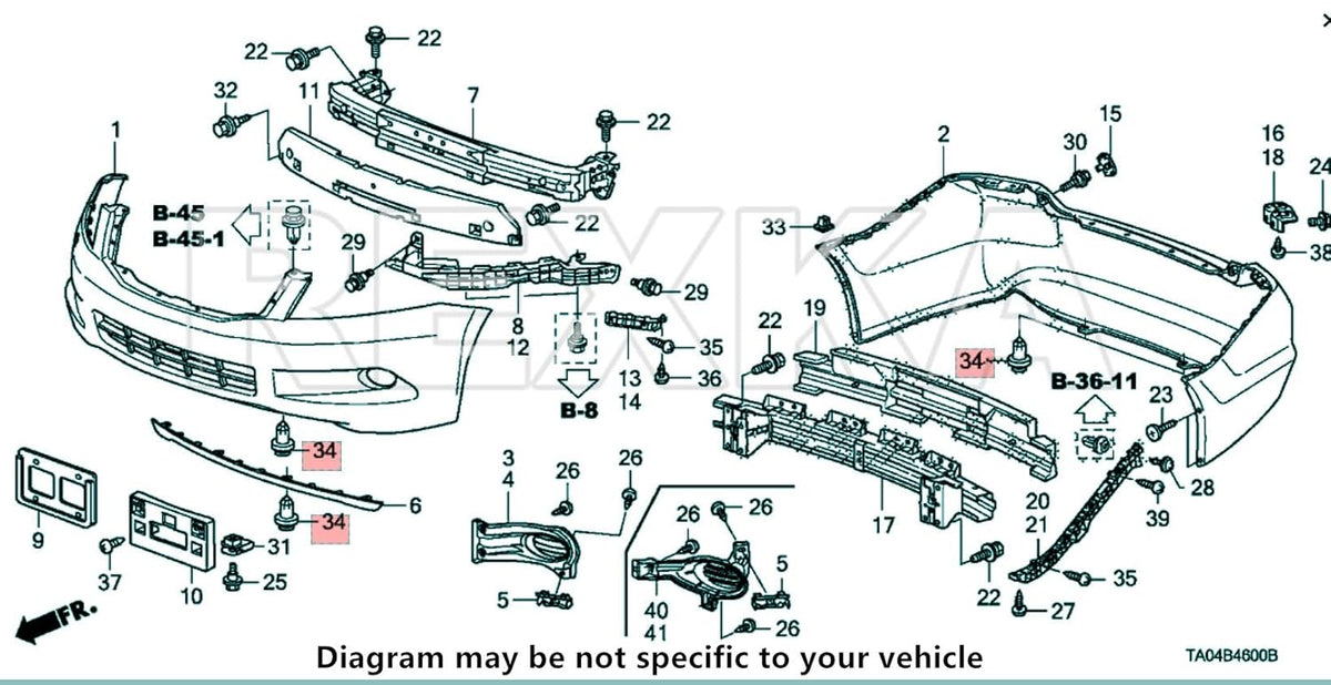 Honda / Acura Bumper & Fender Retainer Clips – 40 Piece – 91505-S9A-003