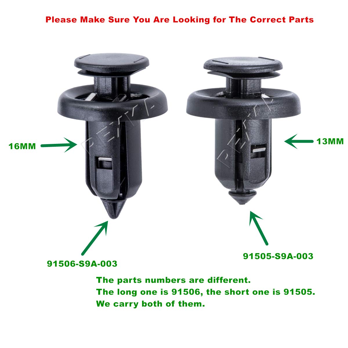 Honda / Acura Bumper & Fender Retainer Clips – 40 Piece – 91505-S9A-003