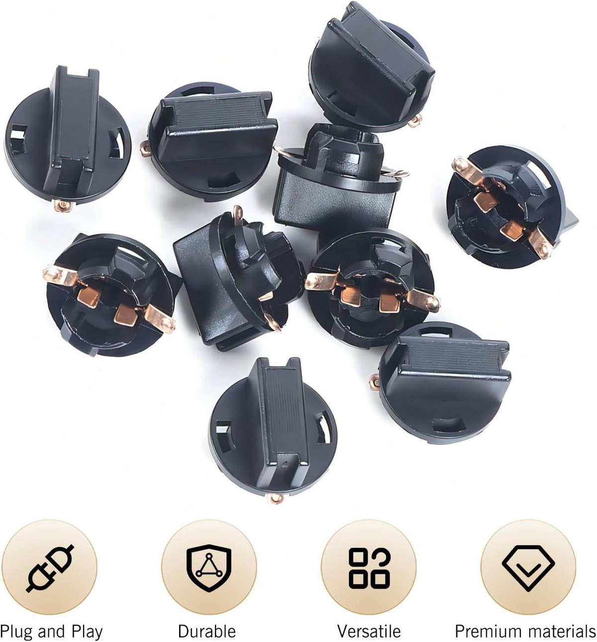 10 Piece Car T10 LED Bulb Sockets, 194 Rapid Response Twist Lock Wedge Base, Waterproof Anti-vibration Fixed Holder