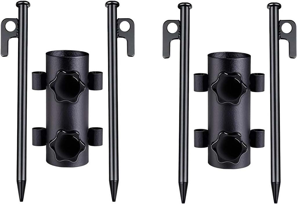 Portable Tent Holder Camping Tent Pole Holder Comes with 4 Ground Nails Tent Fixed Tube Pole Stand for Camping