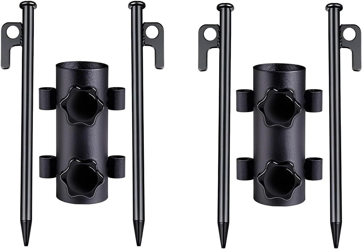 Portable Tent Holder Camping Tent Pole Holder Comes with 4 Ground Nails Tent Fixed Tube Pole Stand for Camping