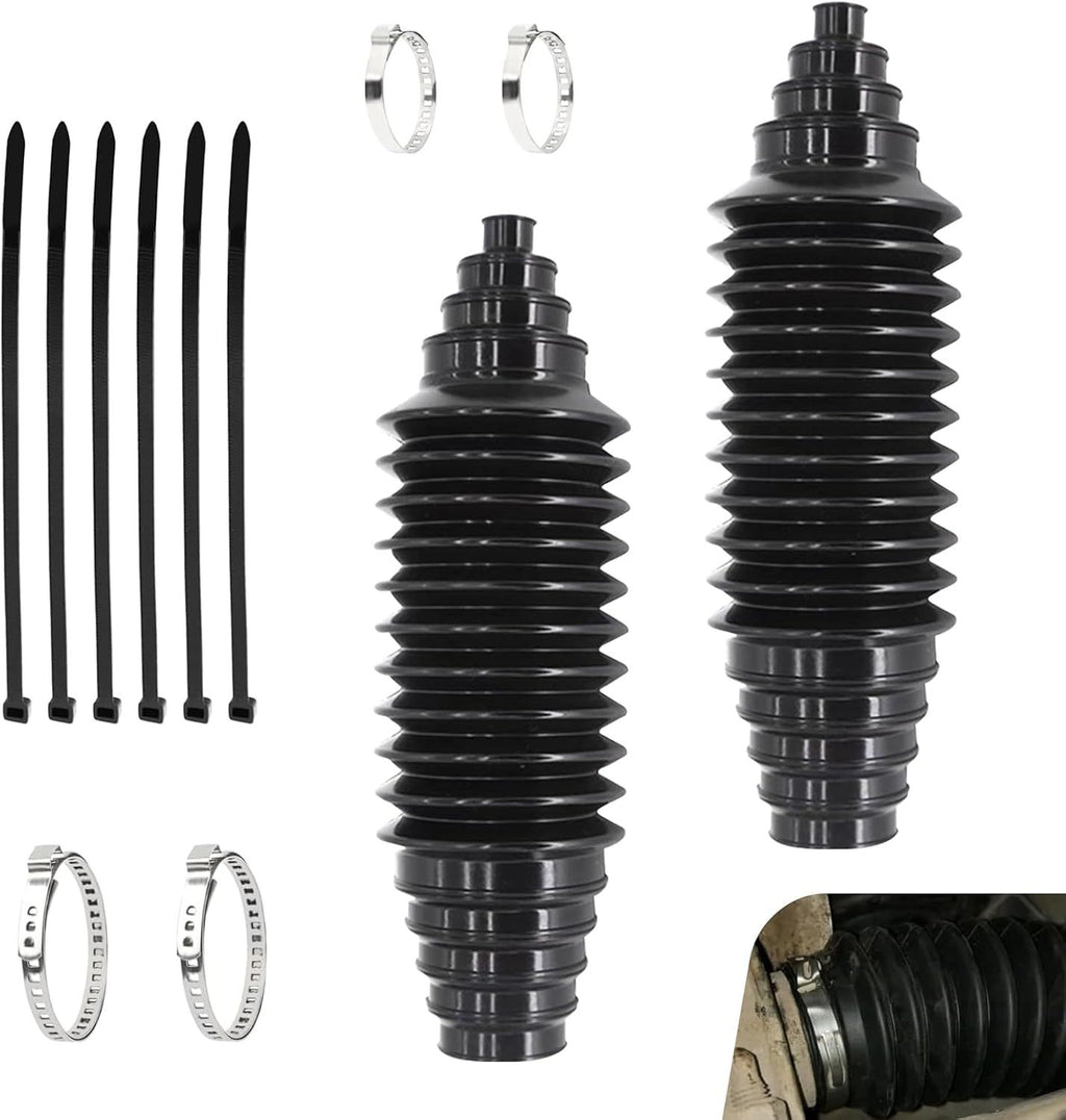 2 Piece Car Rack and Pinion Boots, Steering Rack Boot with Fixed Clamps & Cable Ties