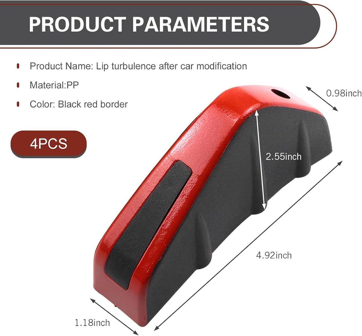 4 Piece Car Rear Bumper Diffusers, Shark Fin Decoration Spoiler, Anti-collision Airflow Buffer Device with Fixing