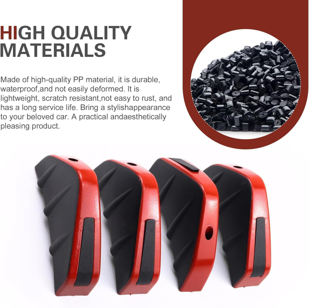 4 Piece Car Rear Bumper Diffusers, Shark Fin Decoration Spoiler, Anti-collision Airflow Buffer Device with Fixing