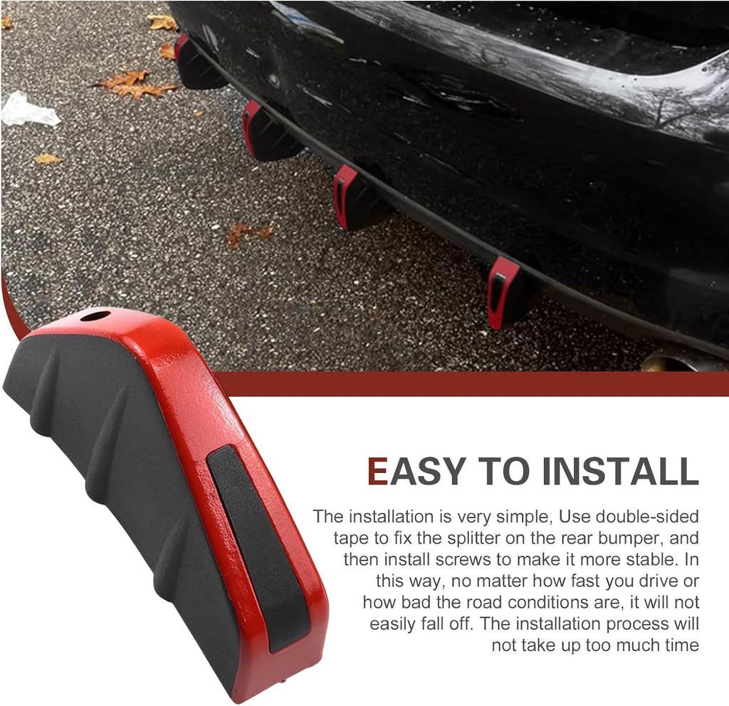 4 Piece Car Rear Bumper Diffusers, Shark Fin Decoration Spoiler, Anti-collision Airflow Buffer Device with Fixing