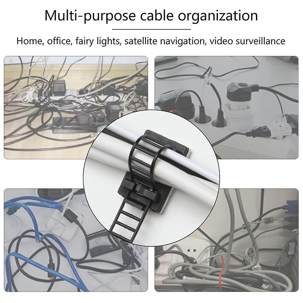 20 Piece Adjustable Cable Clips with Adhesive Wire Fixing Holder Set for Home Office